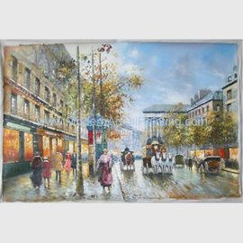 Pittura fatta a mano dello Streetscape della tela di pittura a olio di Parigi della decorazione domestica