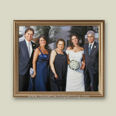 Tela su ordinazione dei ritratti della pittura a olio della famiglia domestica della decorazione dalla foto 5cm