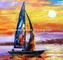 Barca a vela del mestichino delle pitture a olio di vista sul mare di alba di impressionismo flessibile