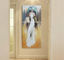 Vestito bianco moderno da Art Oil Painting Lady In della tela coperto di strato di plastica sottile