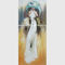 Vestito bianco moderno da Art Oil Painting Lady In della tela coperto di strato di plastica sottile
