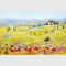 Decorazione rossa gialla delle società del villaggio della Toscana della pittura a olio astratta moderna del paesaggio