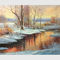 Pittura a olio fatta a mano di paesaggio della neve classica di inverno per decorativo domestico