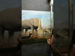 Dipinto astratto colorato di elefante su tela