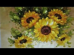 Arte della parete della pittura a olio della spatola del girasole per la camera da letto