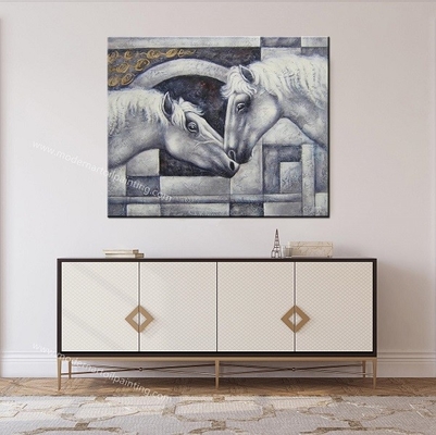 Cavallo orizzontale moderno della tela che dipinge 100% arti domestiche della tela della decorazione delle pitture animali fatte a mano per l'entrata della stanza