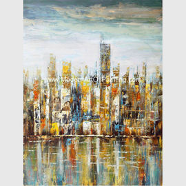 Pitture a olio contemporanee, tela moderna professionale Paintingon della parete di paesaggio urbano