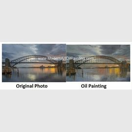 Ritratti dell'olio del paesaggio dalla foto, Sydney Opera Painting dipinto a mano su ordinazione