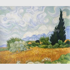 Giacimento di grano fatto a mano di Vincent Van Gogh Oil Paintings Reproduction con i cipressi