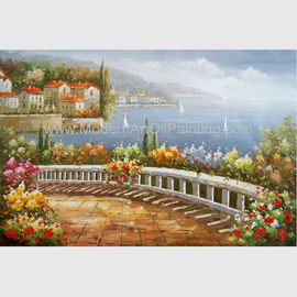 Pittura a olio Mediterranea del paesaggio dell'Italia della pittura a olio della linea costiera per la decorazione della parete
