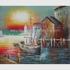 Tela arancio Art For Parlour della barca a vela della pittura a olio delle barche di Senery di alba