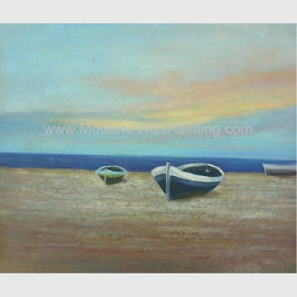 Nave decorativa moderna della pittura a olio delle barche sull'acrilico e sulla pittura a olio della spiaggia