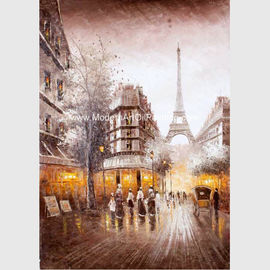 Olio spesso fatto a mano della via di Parigi della pittura a olio di Parigi del mestichino su tela