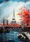Streetscape moderno della pittura a olio di Parigi della tela fatto a mano dal mestichino