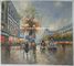Olio incorniciato della pittura a olio di scena della via di Parigi su tela per il salone Deco