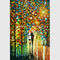 Pittura fatta a mano di arte del coltello sulla vista Colourful di notte della tela per la decorazione della parete