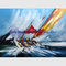 Pittura a olio delle barche a vela, pittura a olio dipinta a mano di vista sul mare per la decorazione della parete